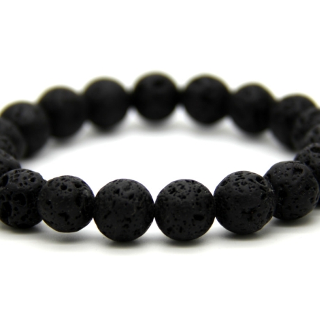 Lava-Kugel-Armband (elastisch) in Schwarz, auch als Herrenschmuck