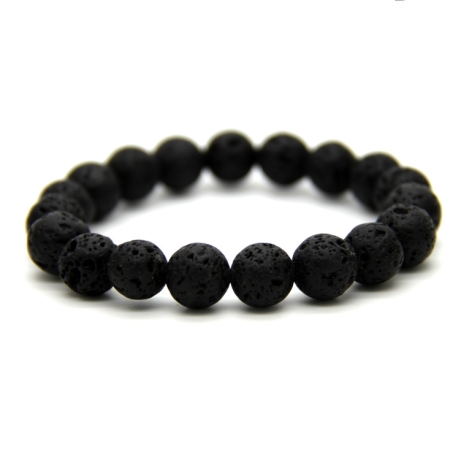 Lava-Kugel-Armband (elastisch) in Schwarz, auch als Herrenschmuck