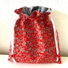 Geschenkbeutel Stoffsäckchen mit Innenfutter 24x26 cm Rot Grau