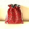 Geschenkbeutel Stoffsäckchen mit Innenfutter 24x26 cm Rot Grau