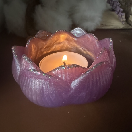 Handmade Teelichthalter Lotus Blüte  3 zur Auswahl Neu 