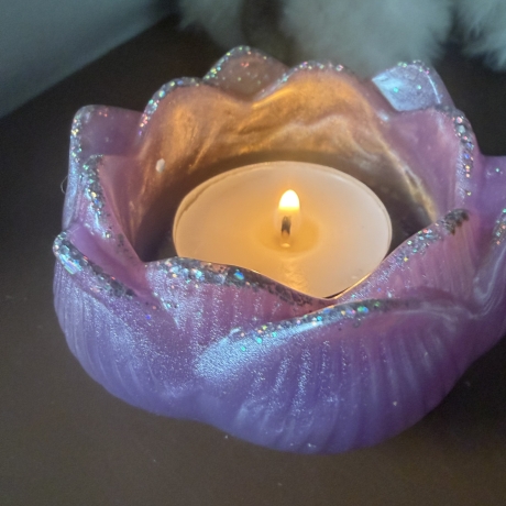 Handmade Teelichthalter Lotus Blüte  3 zur Auswahl Neu 