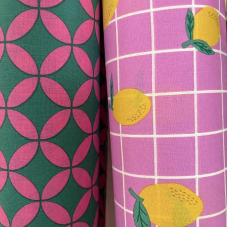 beschichtete Baumwolle Abstrakt pink grün Poppy 
