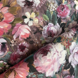 Canvas Blumen digital mauve flieder lila Taschenstoff 100% BW 