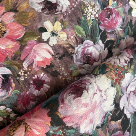 Canvas Blumen digital mauve flieder lila Taschenstoff 100% BW 