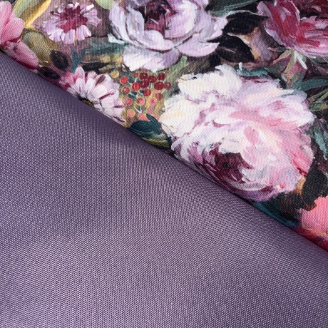 Canvas Blumen digital mauve flieder lila Taschenstoff 100% BW 