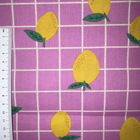 beschichtete Baumwolle Zitrone pink Karo Poppy Fabrics