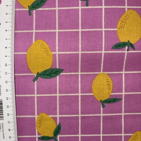 beschichtete Baumwolle Zitrone pink Karo Poppy Fabrics
