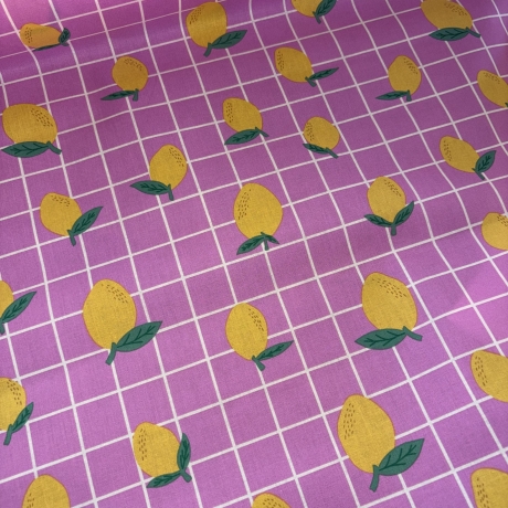 beschichtete Baumwolle Zitrone pink Karo Poppy Fabrics