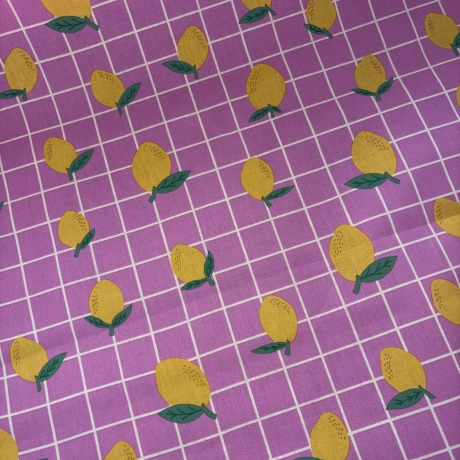 beschichtete Baumwolle Zitrone pink Karo Poppy Fabrics