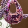 Handmade Epoxidharz Anhänger mit Kordelkette Unikat Tropfenform 