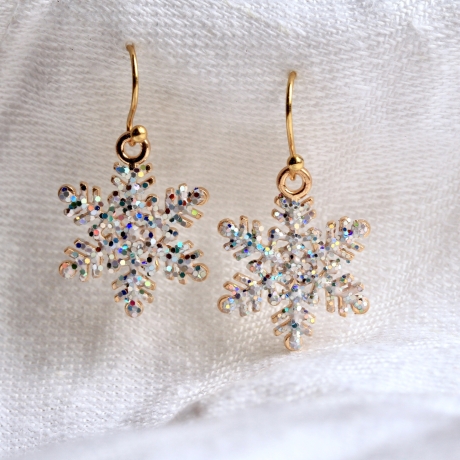 Goldene Stern Ohrringe – Winterlicher Ohrschmuck glitzernd