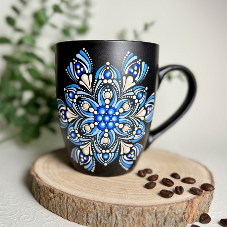Kaffeebecher Mandala Tasse Dotpainting