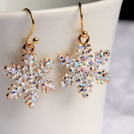 Goldene Stern Ohrringe – Winterlicher Ohrschmuck glitzernd