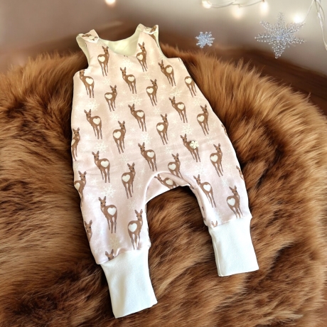 Set Babystrampler Rehkitz Herz Schneeflocken Strampler ohne Füße