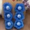 Set Handmade Haarspangen mit Perle aus Epoxidharz – Blau Glitzer