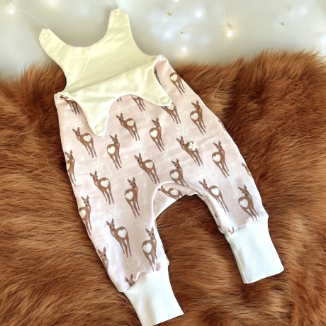 Set Babystrampler Rehkitz Herz Schneeflocken Strampler ohne Füße