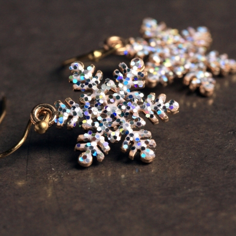 Goldene Stern Ohrringe – Winterlicher Ohrschmuck glitzernd