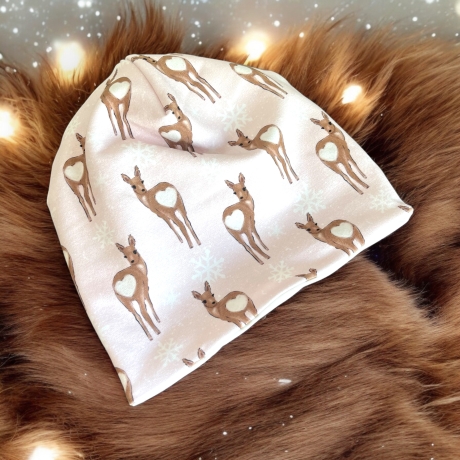 Set Babystrampler Rehkitz Herz Schneeflocken Strampler ohne Füße