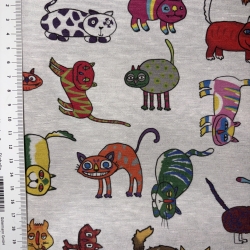 beschichtete Baumwolle Katzen bunt weißgrundig Alsfeld
