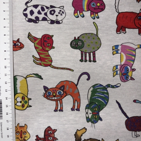 beschichtete Baumwolle Katzen bunt weißgrundig Alsfeld