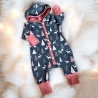 Overall Baby Sweat mit Knopfleiste und Kapuze, jeansblauer Sweat 