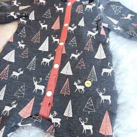 Overall Baby Sweat mit Knopfleiste und Kapuze, jeansblauer Sweat 