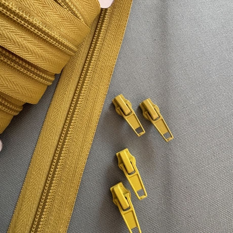 Reißverschluss 5mm & Zipper - senf senfgelb Schieber 