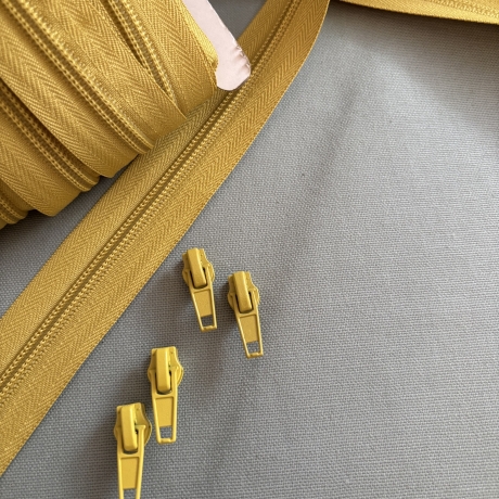 Reißverschluss 5mm & Zipper - senf senfgelb Schieber 
