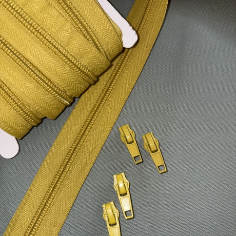 Reißverschluss 5mm & Zipper - senf senfgelb Schieber 