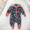 Overall Baby Sweat mit Knopfleiste und Kapuze, jeansblauer Sweat 