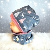 Mütze und Loop Set Rentiere jeansblau Mütze Jersey und Halssocke