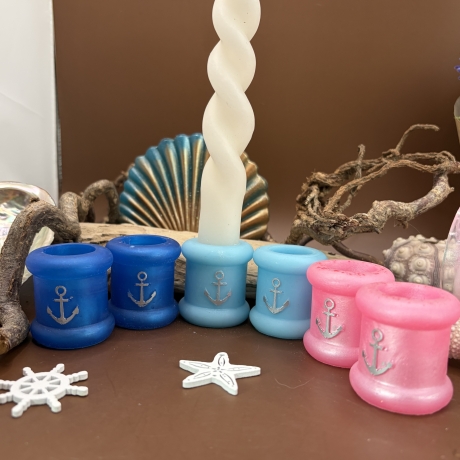 Handmade Kerzenhalter aus Epoxidharz Maritimes Design