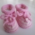 rosa gestreifte Babyschuhe 3-6 Monate gestrickt aus Wolle