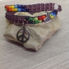 Wickelarmband 'Peace' mit Rocailles in Regenbogenfarben