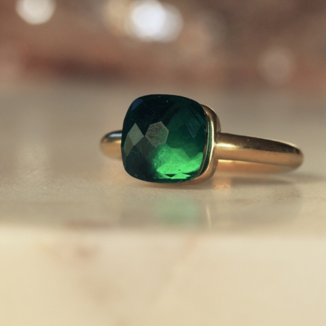 Ring Smaragd hydro: vergoldeter Stapelring mit Geburtsstein
