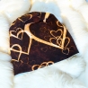 Beanie Mütze Schal Set Mütze und Loop Set Mädchen Herzen gold 