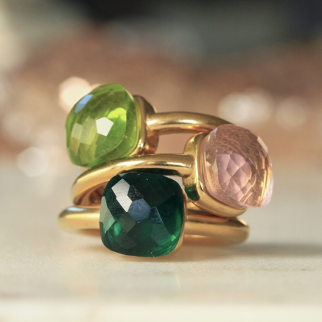 Ring Smaragd hydro: vergoldeter Stapelring mit Geburtsstein