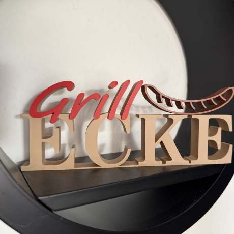 3D Schriftzug Grillecke als Deko zum hinstellen, personalisierbar