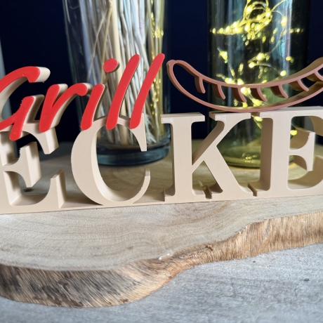 3D Schriftzug Grillecke als Deko zum hinstellen, personalisierbar