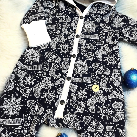 Overall Baby Sweat mit Knopfleiste und Kapuze, marineblauer Sweat