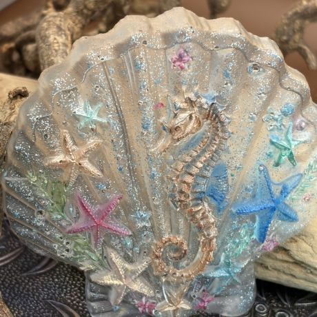 Maritime Deko Neu Resin 3teilig Muscheln und Schildkröte 