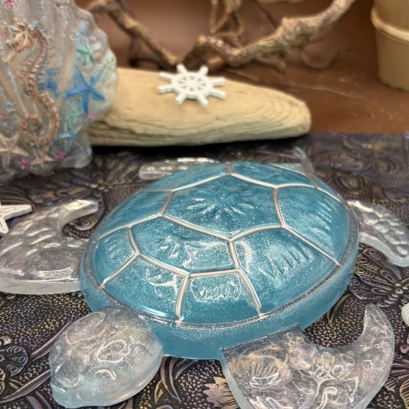 Maritime Deko Neu Resin 3teilig Muscheln und Schildkröte 
