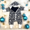 Overall Baby Sweat mit Knopfleiste und Kapuze, marineblauer Sweat