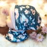 Mütze und Loop Set Mädchen Rotkehlchen und Rosen petrol und rosa
