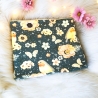 Mütze und Loop Set Mädchen Rotkehlchen und Rosen petrol und rosa
