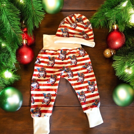 Weihnachtsoutfit klassisch rot-weiß gestreift I Nikolaus im Bully