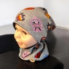 Beanie Mütze mit Schal Kinder Pandabären Mütze Schal Set grau 