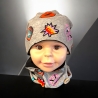 Beanie Mütze mit Schal Kinder Pandabären Mütze Schal Set grau 