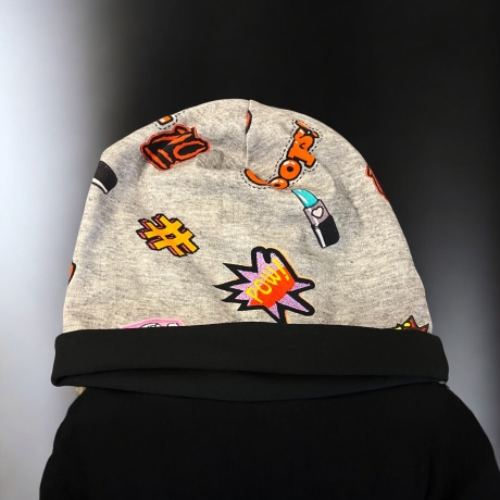 Beanie Mütze mit Schal Kinder Pandabären Mütze Schal Set grau 